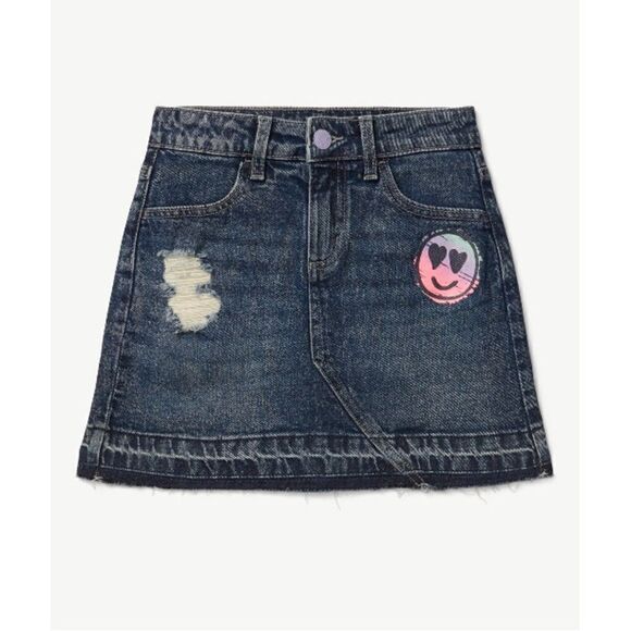 Justice Girls High Rise Icon Destructed Denim Skirt, Size XL 16/18 - Picture 4 of 7